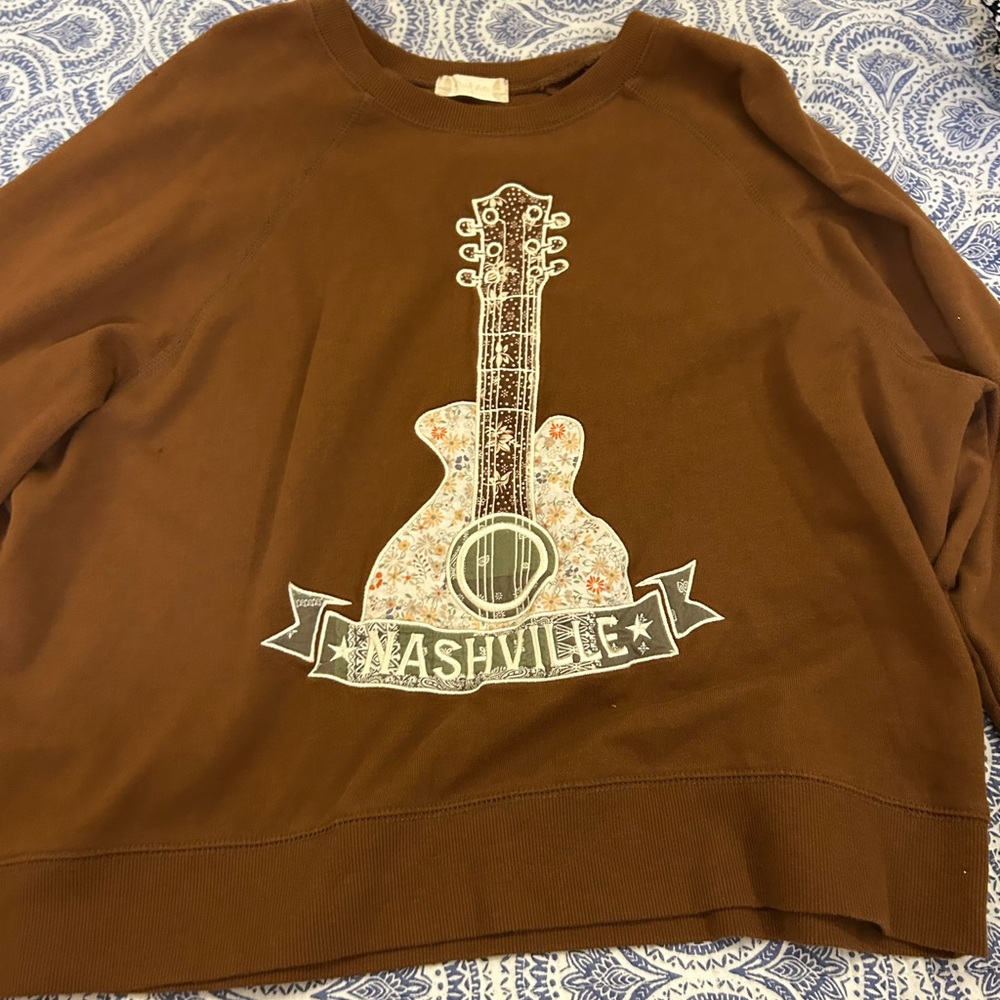 Altar'd State Brown Boxy Graphic Sweatshirt
